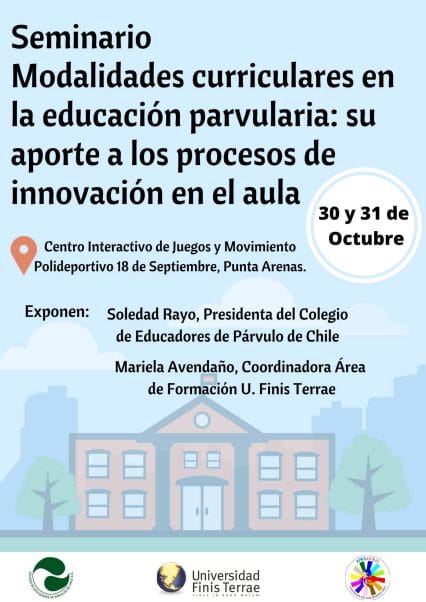 afiche sobre seminario en punta arenas convocado por el colegio de educadores de párvulos de Chile